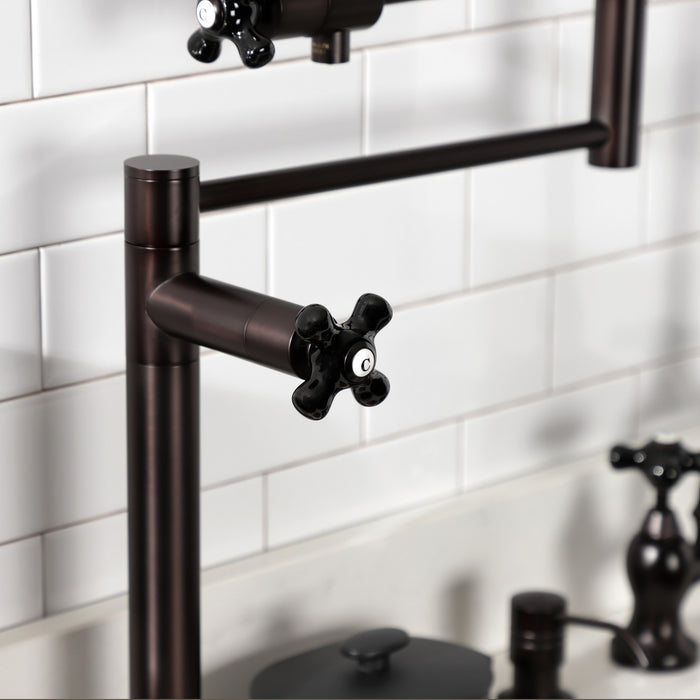 Kingston Tulare KS4705PKX - Duchess Two-Handle 1-Hole Deck Mount Pot Filler Faucet, Oil Rubbed Bronze