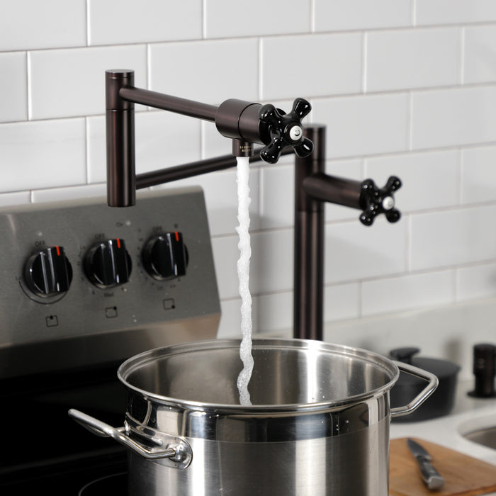 Kingston Tulare KS4705PKX - Duchess Two-Handle 1-Hole Deck Mount Pot Filler Faucet, Oil Rubbed Bronze