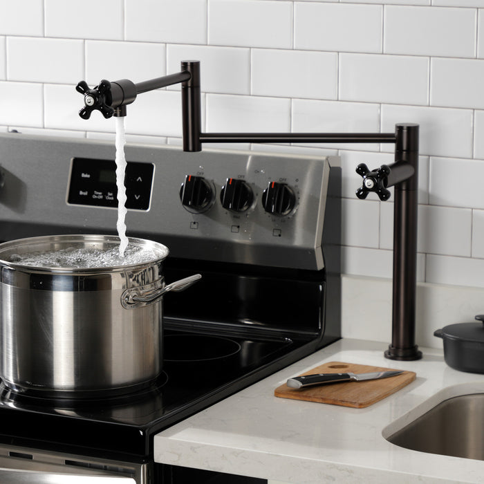 Kingston Tulare KS4705PKX - Duchess Two-Handle 1-Hole Deck Mount Pot Filler Faucet, Oil Rubbed Bronze