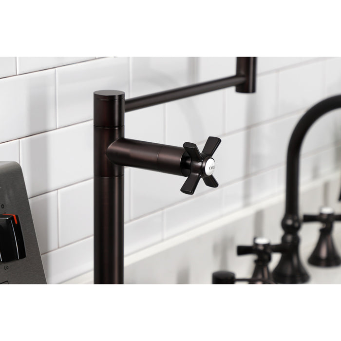Kingston Tulare KS4705ZX - Millennium Two-Handle 1-Hole Deck Mount Pot Filler Faucet, Oil Rubbed Bronze