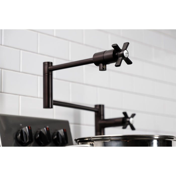 Kingston Tulare KS4705ZX - Millennium Two-Handle 1-Hole Deck Mount Pot Filler Faucet, Oil Rubbed Bronze