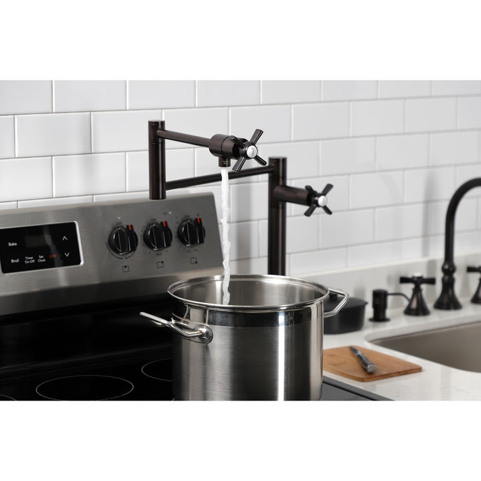Kingston Tulare KS4705ZX - Millennium Two-Handle 1-Hole Deck Mount Pot Filler Faucet, Oil Rubbed Bronze