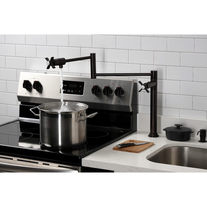 Kingston Tulare KS4705ZX - Millennium Two-Handle 1-Hole Deck Mount Pot Filler Faucet, Oil Rubbed Bronze