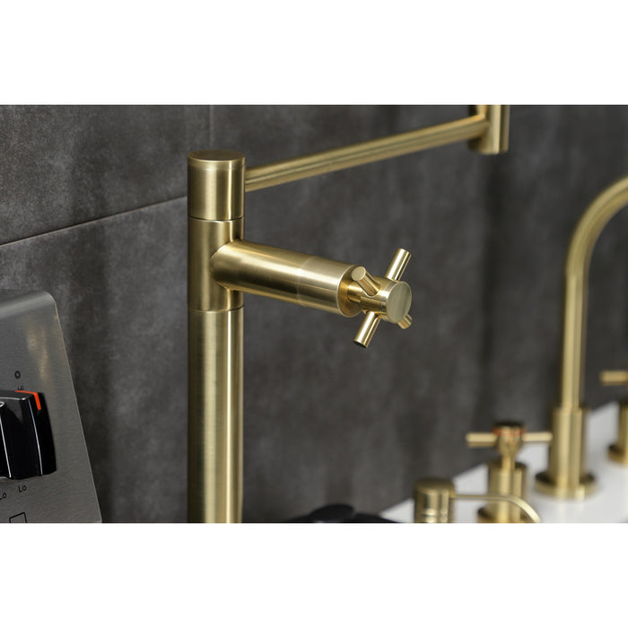 Kingston Sona KS4707DX - Concord Two-Handle 1-Hole Deck Mount Pot Filler Faucet, Brushed Brass