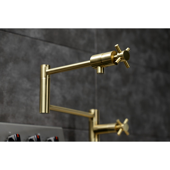 Kingston Sona KS4707DX - Concord Two-Handle 1-Hole Deck Mount Pot Filler Faucet, Brushed Brass