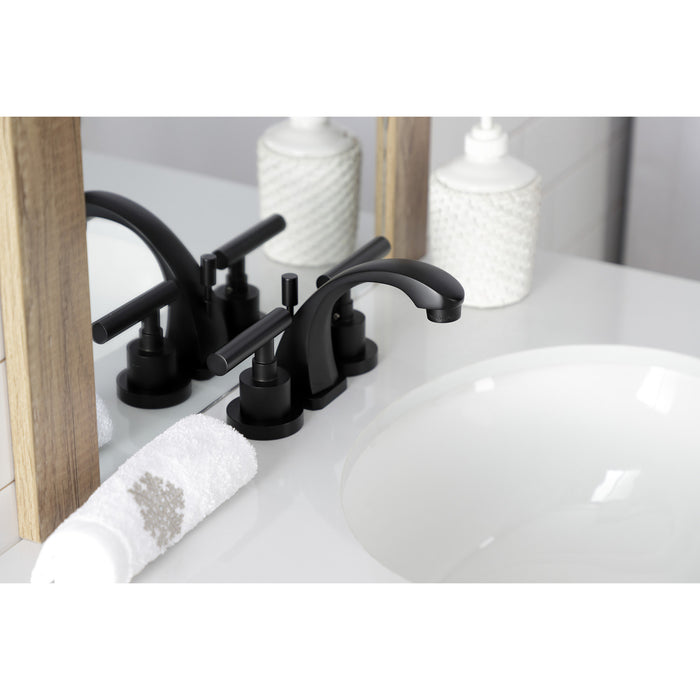 Manhattan KS4940CML Two-Handle 3-Hole Deck Mount Widespread Bathroom Faucet with Brass Pop-Up, Matte Black