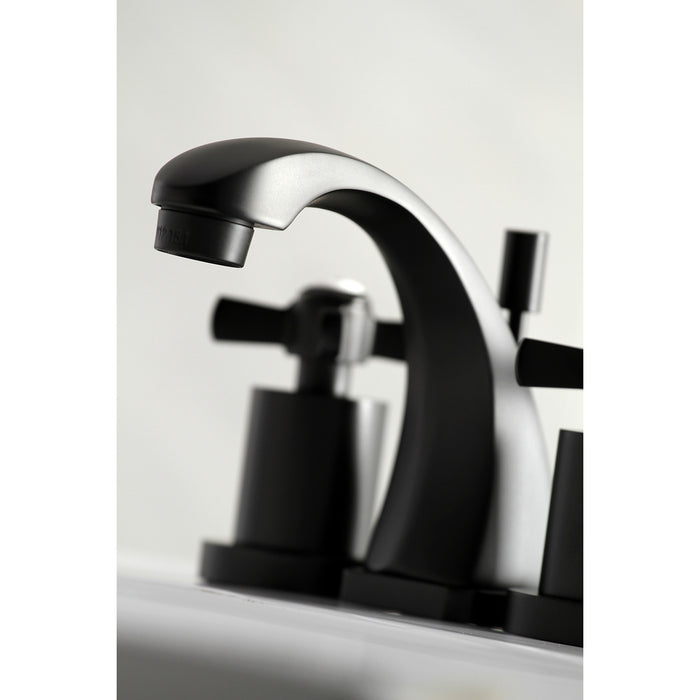 Kingston Tulare KS4940ZX - Millennium Two-Handle 3-Hole Deck Mount Widespread Bathroom Faucet with Brass Pop-Up, Matte Black