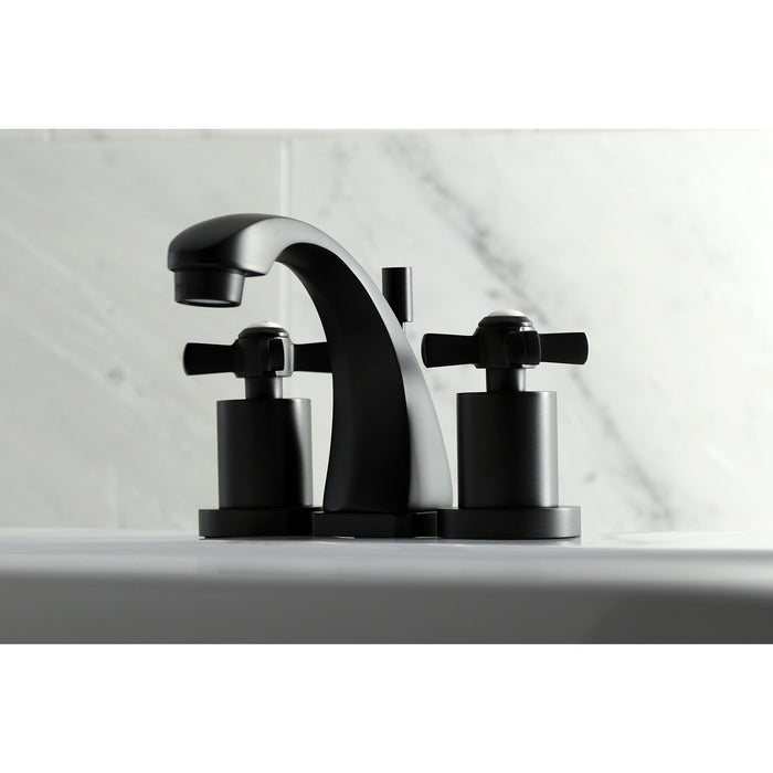Kingston Tulare KS4940ZX - Millennium Two-Handle 3-Hole Deck Mount Widespread Bathroom Faucet with Brass Pop-Up, Matte Black