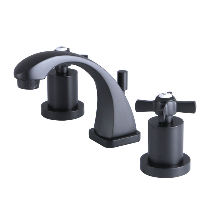 Kingston Tulare KS4940ZX - Millennium Two-Handle 3-Hole Deck Mount Widespread Bathroom Faucet with Brass Pop-Up, Matte Black