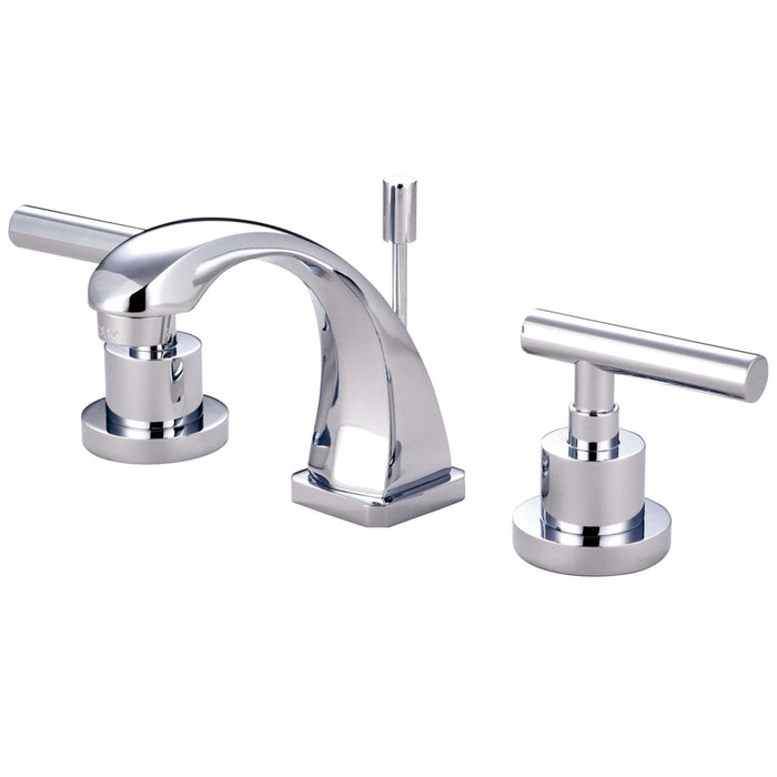 Manhattan KS4941CML Two-Handle 3-Hole Deck Mount Widespread Bathroom Faucet with Brass Pop-Up, Polished Chrome