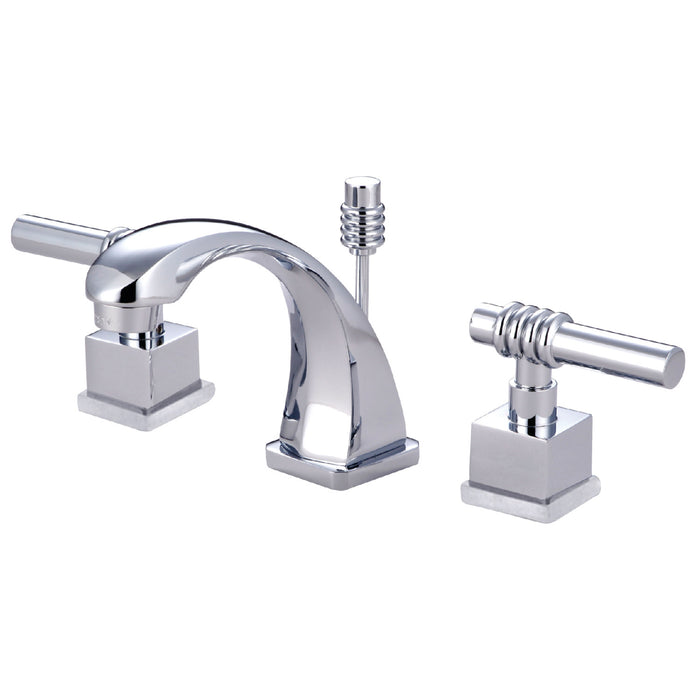 Milano KS4941QL Two-Handle 3-Hole Deck Mount Widespread Bathroom Faucet with Brass Pop-Up, Polished Chrome