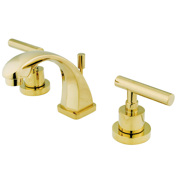 Manhattan KS4942CML Two-Handle 3-Hole Deck Mount Widespread Bathroom Faucet with Brass Pop-Up, Polished Brass