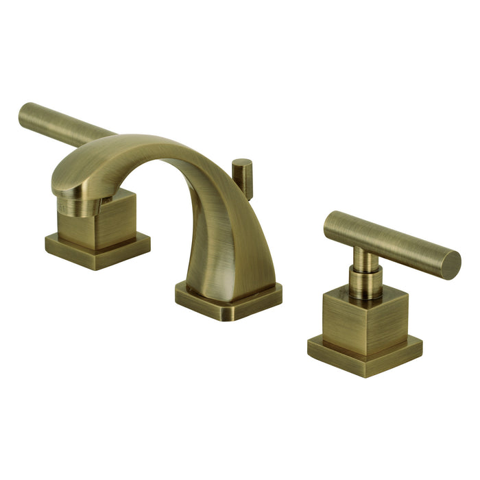 Claremont KS4943CQL Two-Handle 3-Hole Deck Mount Widespread Bathroom Faucet with Brass Pop-Up, Antique Brass