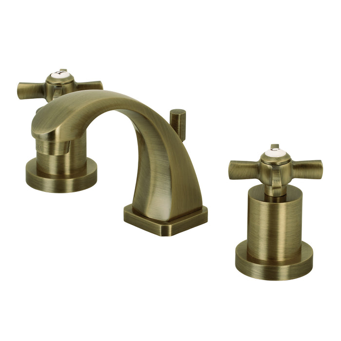 Millennium KS4943ZX Two-Handle 3-Hole Deck Mount Widespread Bathroom Faucet with Brass Pop-Up, Antique Brass