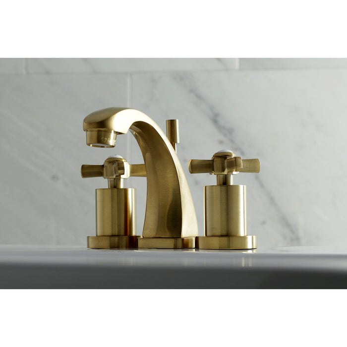 Kingston Tulare KS4947ZX - Millennium Two-Handle 3-Hole Deck Mount Widespread Bathroom Faucet with Brass Pop-Up, Brushed Brass