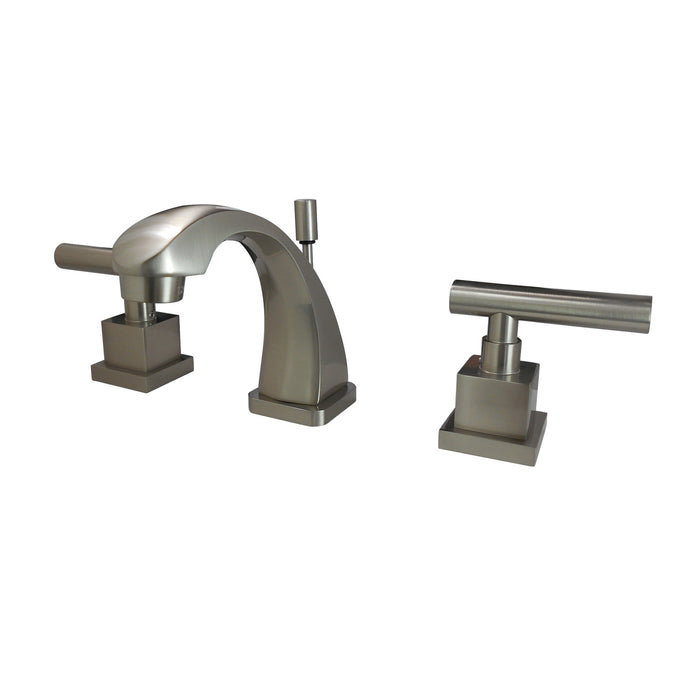 Claremont KS4948CQL Two-Handle 3-Hole Deck Mount Widespread Bathroom Faucet with Brass Pop-Up, Brushed Nickel