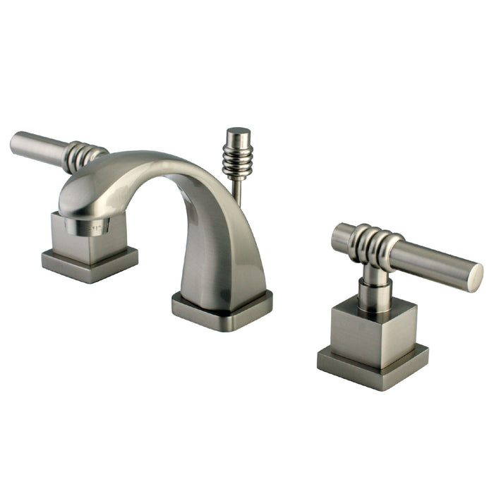 Milano KS4948QL Two-Handle 3-Hole Deck Mount Widespread Bathroom Faucet with Brass Pop-Up, Brushed Nickel