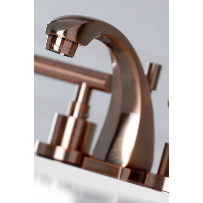 Manhattan KS494CMLAC Two-Handle 3-Hole Deck Mount Widespread Bathroom Faucet with Brass Pop-Up, Antique Copper