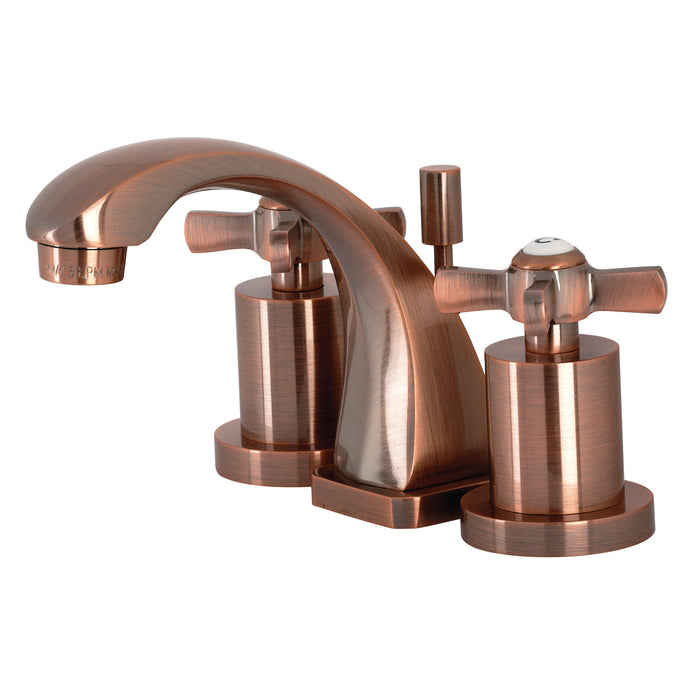 Kingston Tulare KS494ZXAC - Millennium Two-Handle 3-Hole Deck Mount Widespread Bathroom Faucet with Brass Pop-Up, Antique Copper
