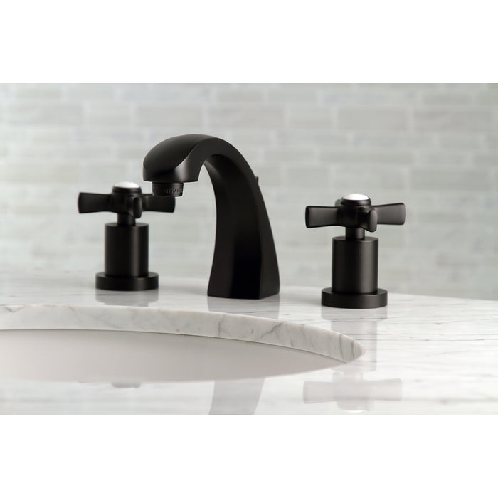 Millennium KS4980ZX Two-Handle 3-Hole Deck Mount Widespread Bathroom Faucet with Brass Pop-Up, Matte Black