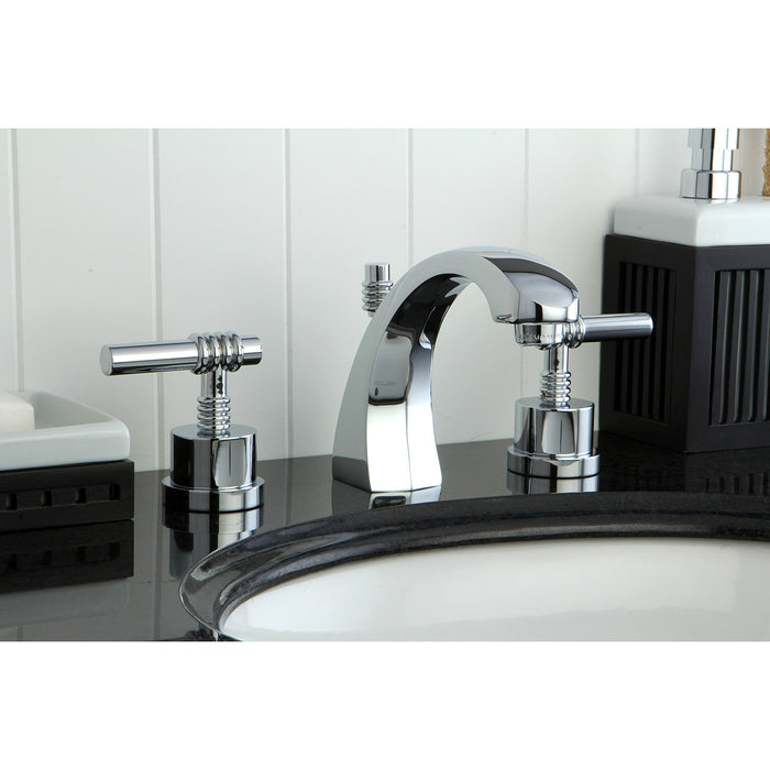 Milano KS4981ML Two-Handle 3-Hole Deck Mount Widespread Bathroom Faucet with Brass Pop-Up, Polished Chrome