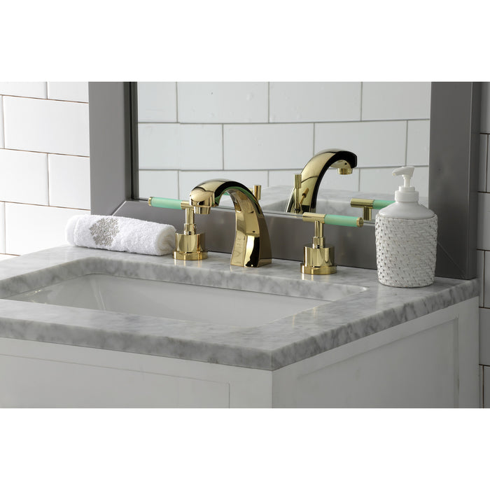 Kaiser KS4982CKL Two-Handle Deck Mount Widespread Bathroom Faucet with Brass Pop-Up, Polished Brass