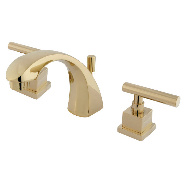 Claremont KS4982CQL Two-Handle 3-Hole Deck Mount Widespread Bathroom Faucet with Brass Pop-Up, Polished Brass