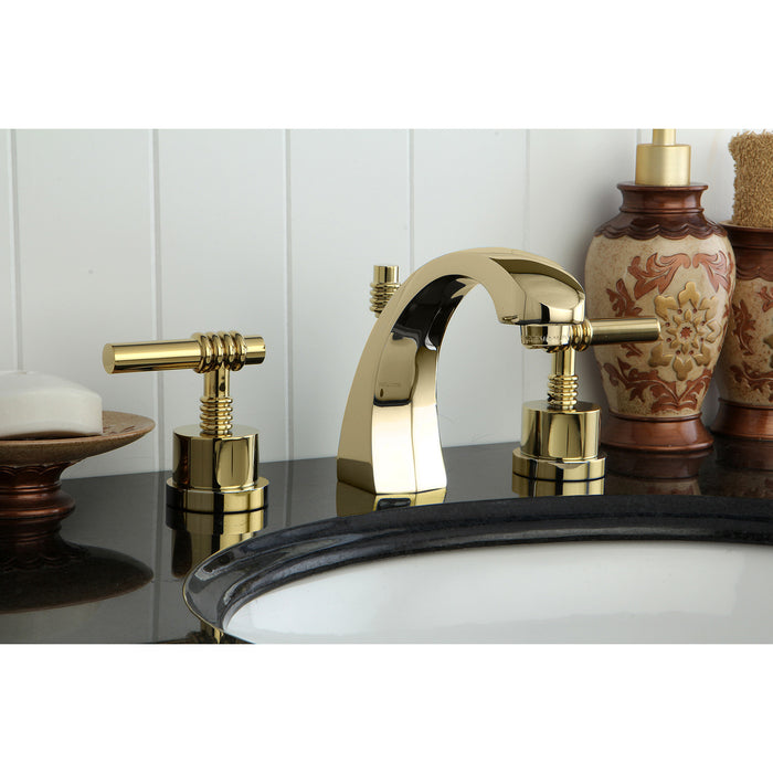 Milano KS4982ML Two-Handle 3-Hole Deck Mount Widespread Bathroom Faucet with Brass Pop-Up, Polished Brass