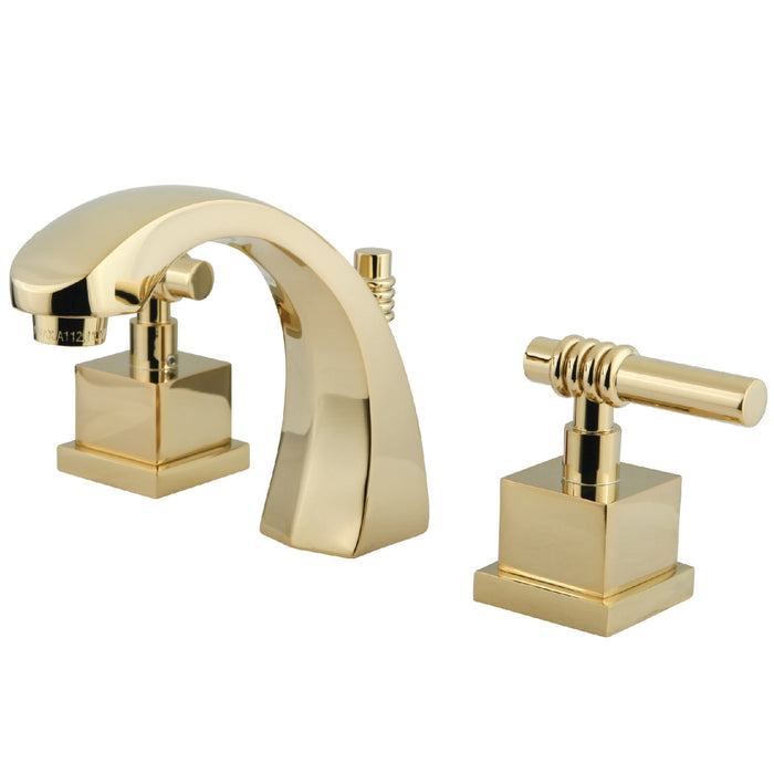 Milano KS4982QL Two-Handle 3-Hole Deck Mount Widespread Bathroom Faucet with Brass Pop-Up, Polished Brass