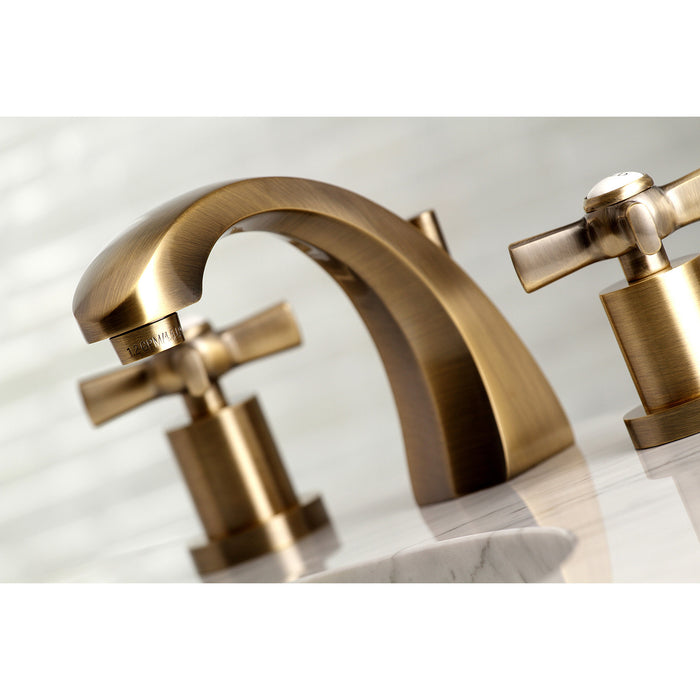 Millennium KS4983ZX Two-Handle 3-Hole Deck Mount Widespread Bathroom Faucet with Brass Pop-Up, Antique Brass