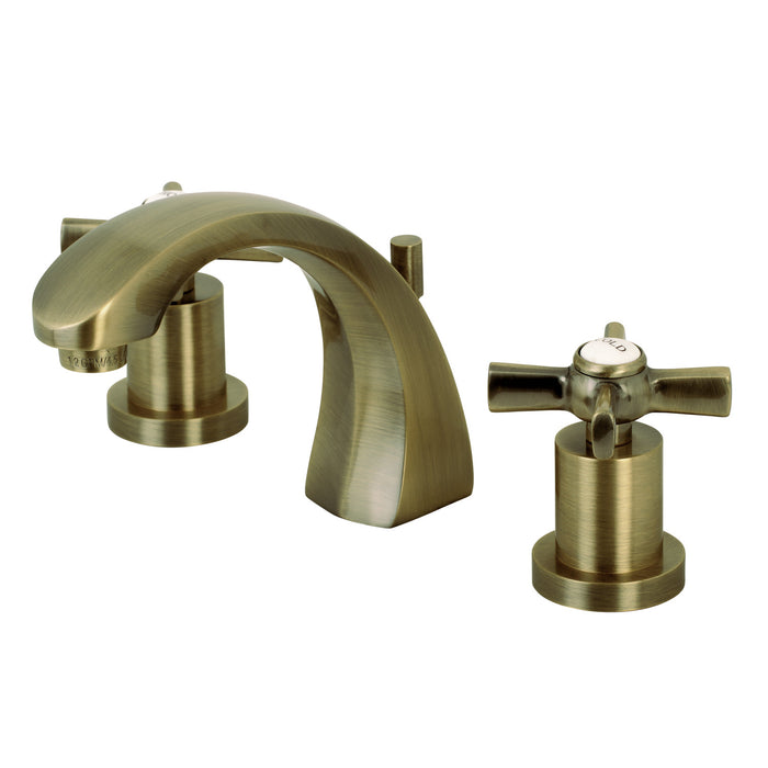 Millennium KS4983ZX Two-Handle 3-Hole Deck Mount Widespread Bathroom Faucet with Brass Pop-Up, Antique Brass
