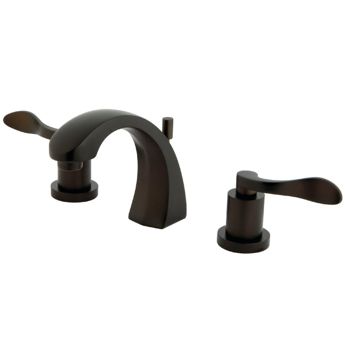 NuWave KS4985DFL Two-Handle 3-Hole Deck Mount Widespread Bathroom Faucet with Brass Pop-Up, Oil Rubbed Bronze