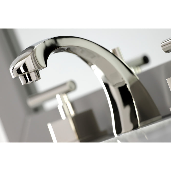 Claremont KS4986CQL Two-Handle 3-Hole Deck Mount Widespread Bathroom Faucet with Brass Pop-Up, Polished Nickel