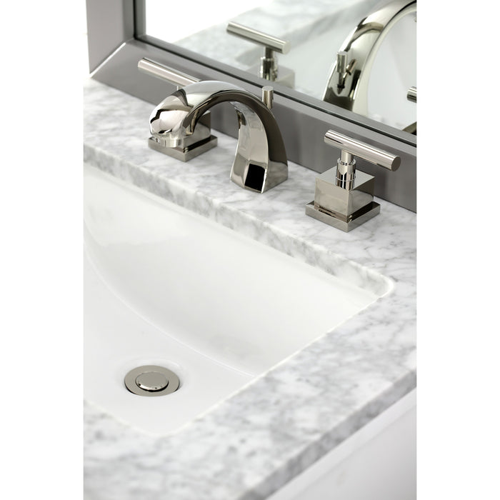 Claremont KS4986CQL Two-Handle 3-Hole Deck Mount Widespread Bathroom Faucet with Brass Pop-Up, Polished Nickel