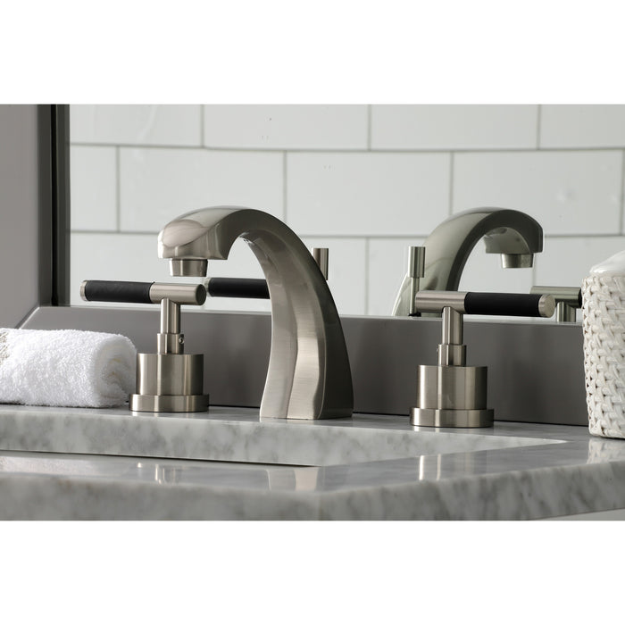 Kaiser KS4988CKL Two-Handle Deck Mount Widespread Bathroom Faucet with Brass Pop-Up, Brushed Nickel
