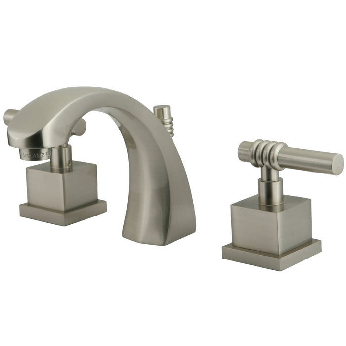 Milano KS4988QL Two-Handle 3-Hole Deck Mount Widespread Bathroom Faucet with Brass Pop-Up, Brushed Nickel