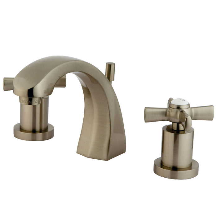Millennium KS4988ZX Two-Handle 3-Hole Deck Mount Widespread Bathroom Faucet with Brass Pop-Up, Brushed Nickel