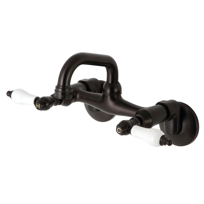 Kingston KS512ORB Two-Handle 2-Hole Wall Mount Bar Faucet, Oil Rubbed Bronze