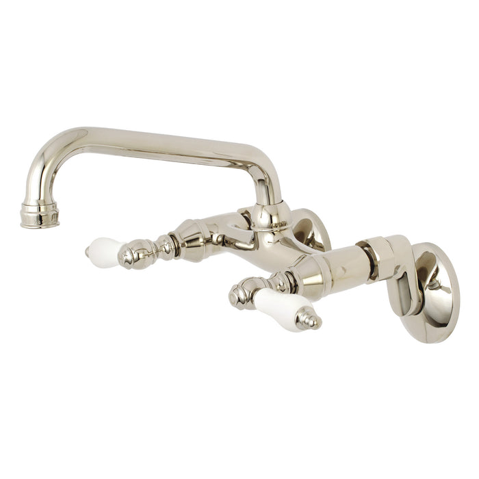 Kingston KS513PN Two-Handle 2-Hole Wall Mount Kitchen Faucet, Polished Nickel