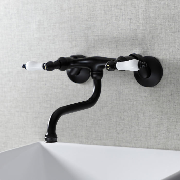 Kingston KS515MB Two-Handle 2-Hole Wall Mount Bathroom Faucet, Matte Black