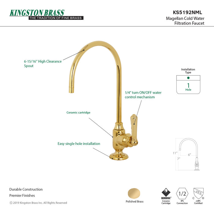 Magellan KS5192NML Single-Handle 1-Hole Deck Mount Water Filtration Faucet, Polished Brass