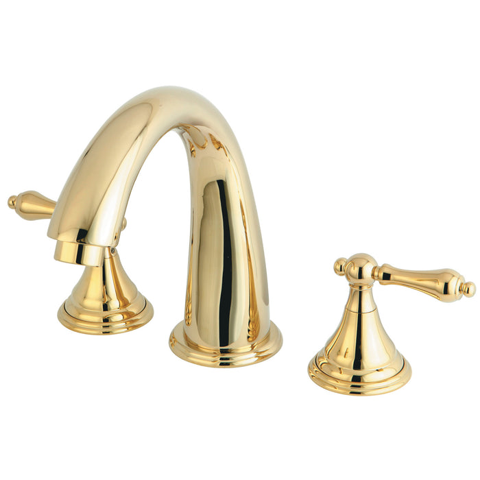 Kingston Tulare KS5362AL - Vintage Two-Handle 3-Hole Deck Mount Roman Tub Faucet, Polished Brass