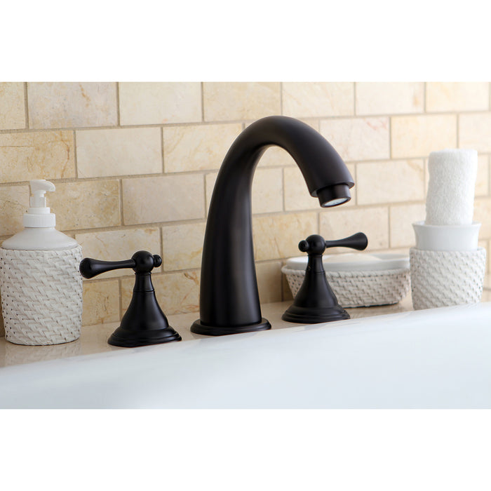 Kingston Tulare KS5365BL - Vintage Two-Handle 3-Hole Deck Mount Roman Tub Faucet, Oil Rubbed Bronze