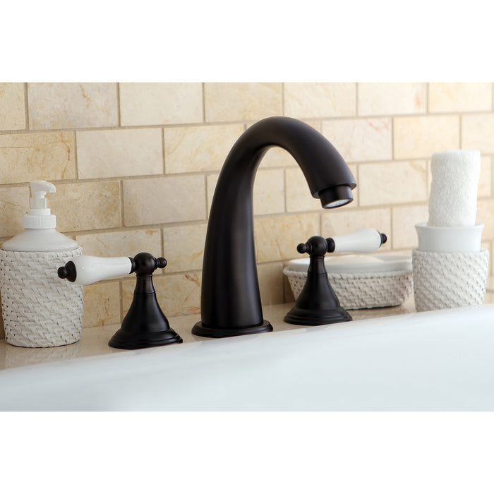 Kingston Tulare KS5365PL - Vintage Two-Handle 3-Hole Deck Mount Roman Tub Faucet, Oil Rubbed Bronze