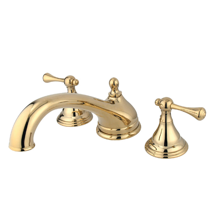 Kingston Tulare KS5532BL - Vintage Two-Handle 3-Hole Deck Mount Roman Tub Faucet, Polished Brass