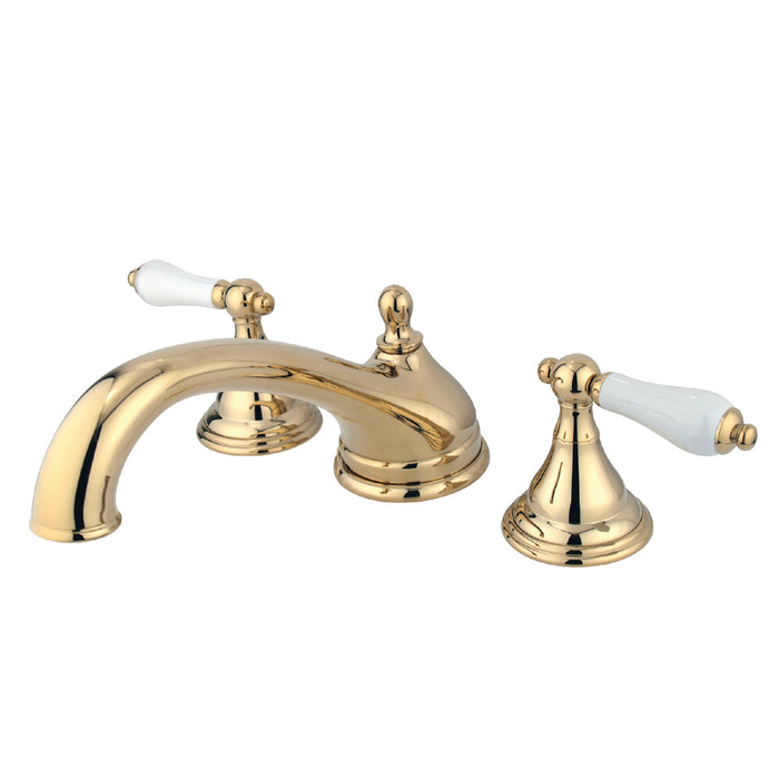 Kingston Heirloom KS5532PL - Vintage Two-Handle 3-Hole Deck Mount Roman Tub Faucet, Polished Brass
