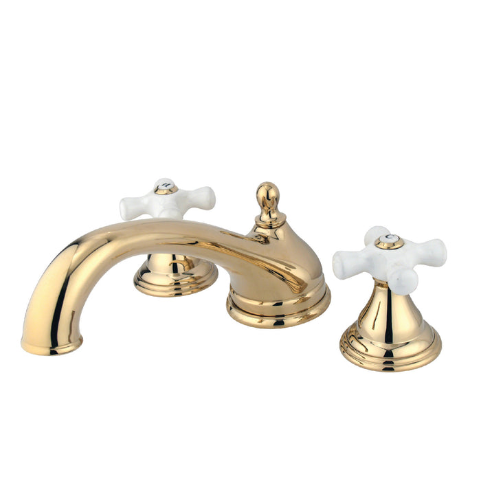 Kingston Heirloom KS5532PX - Vintage Two-Handle 3-Hole Deck Mount Roman Tub Faucet, Polished Brass