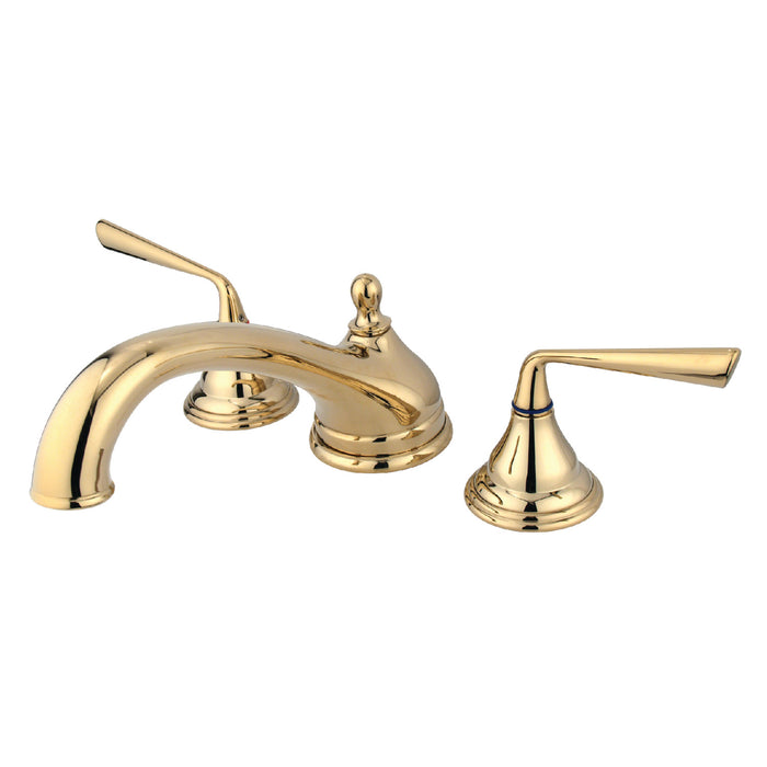 Kingston Tulare KS5532ZL - Silver Sage Two-Handle 3-Hole Deck Mount Roman Tub Faucet, Polished Brass