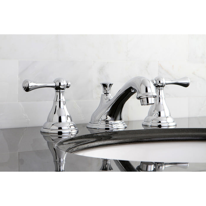 KS5561BL Two-Handle 3-Hole Deck Mount Widespread Bathroom Faucet with Brass Pop-Up, Polished Chrome