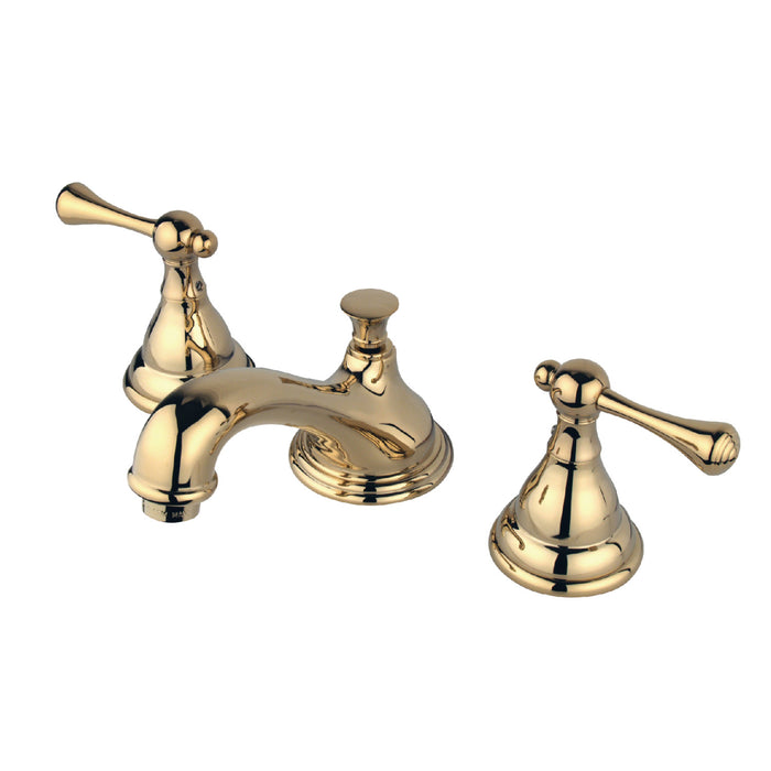 KS5562BL Two-Handle 3-Hole Deck Mount Widespread Bathroom Faucet with Brass Pop-Up, Polished Brass